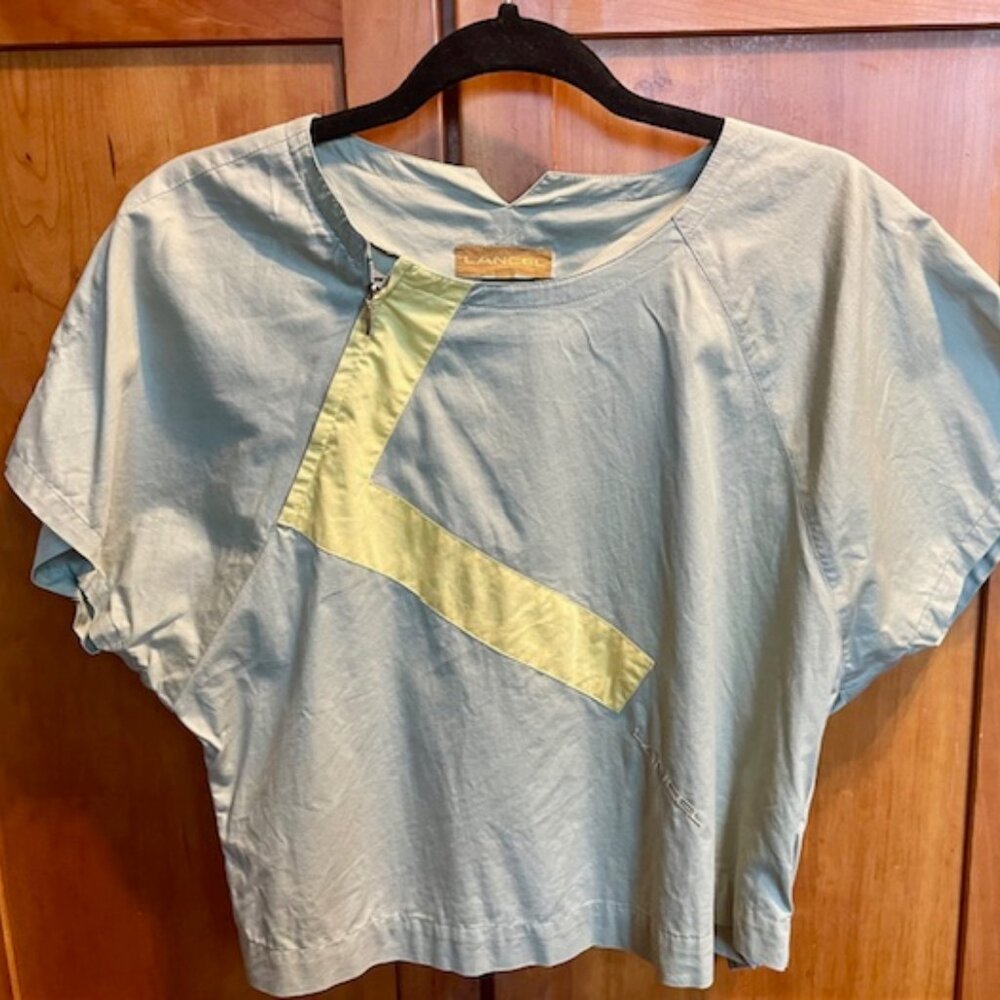 Vintage Lancel L Patch Blouse Light Green sz S/M